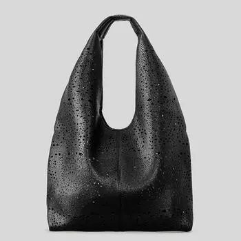 Сумка-ведро с выемкой, большой емкости, мягкая кожаная сумка через плечо, повседневная сумка-ведро золотой