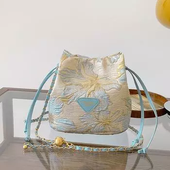 Сумка-ведро с вышивкой 2024 года, новая модная женская сумка, летняя универсальная сумка-цепочка, повседневная простая сумка-мессенджер через плечо