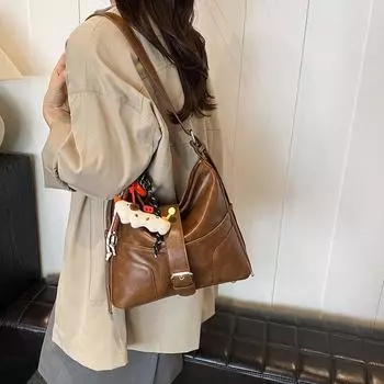 Сумка-ведро в стиле ретро, женская, корейская версия, модная, универсальная, сумка через плечо 2024 года, осенне-зимняя, вместительная, женская сумка для поездок на работу