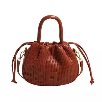 Сумка-ведро в стиле ретро, женская сумка 2024 года, новая модная сумка с углублением, универсальная сумка-мессенджер через плечо чёрный