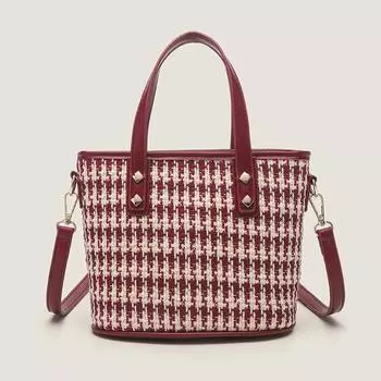 Сумка-ведро женская красная свадебная сумка большой вместимости свадебная сумка вся модная сумка в клетку Thousand Bird красный