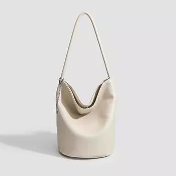 Сумка-ведро женская осенне-зимняя модная фактура ленивая сумка для поездок на работу одно плечо сумка через плечо белый