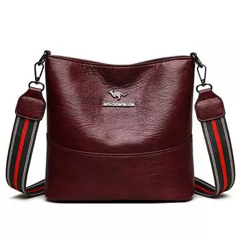 Сумка-ведро Женская винтажная на плечо Большая вместимость Повседневная сумка кроссбоди красный