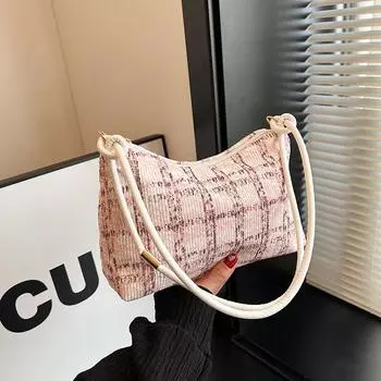 Сумка весенняя женская универсальная нишевая дизайнерская женская сумка трендовая женская клетчатая сумка через плечо подмышкой зелёный