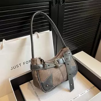 Сумка Western Denim Retro Underarm Bag для женщин, высококачественная сумка через плечо в стиле Wasteland Tide 23*8*16 коричневый