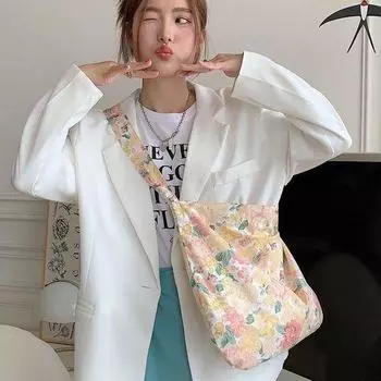 Сумка Wind ins fresh flower, весенняя и летняя, тонкая хлопковая сумка через плечо, женская сумка большой емкости