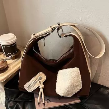 Сумка вместимости в стиле ретро, женская модная сумка через плечо для поездок на работу, повседневная сумка-тоут высокого класса коричневый