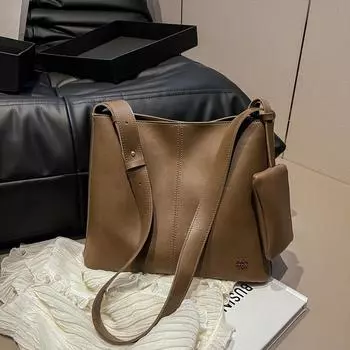 Сумка вместимости в стиле ретро, женская сумка-ведро Tide, простая сумка через плечо и подмышку большой емкости хаки