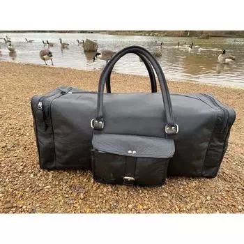 Сумка выходного дня из натуральной кожи, дорожная дорожная сумка, дорожная сумка для спортзала, дорожная сумка для тренировок, черная сумка, ручная кладь 24 x 9.5 x 7.5. in чёрный