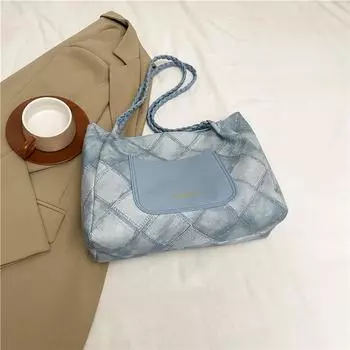 Сумка высокого качества, женская сумка через плечо Trend Line Diamond, большая вместительная сумка-тоут с плетением, сумка для поездок на работу синий