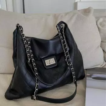 Сумка Xiaoxiangfeng с высококачественным верхним слоем из воловьей кожи, сетчатая сумка на цепочке, сумка на подмышку в стиле ретро для поездок на работу, сумка через плечо, сумка для путешествий 35x6x25cm бездна