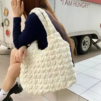 Сумка Yunduo Folded Large Bag Personality Niche Plaid Embroidery Большая вместительная сумка для пельменей Ретро сумка через плечо на одно плечо подмышечная сумка