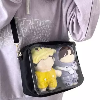 Сумка YUYAKESHI Itaba Showcase наплечная сумка 2 квадратных 20 см для мягких игрушек, выходящих на улицу, прозрачное окно, большая вместимость, двойной чехол для хранения 29*20 см