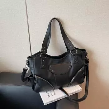 Сумка-заклепка локомотив новая нишевая ретро-сумка универсальная сумка-мессенджер на плечо для женская чёрный