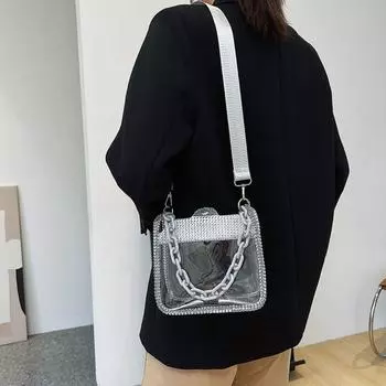 Сумка-желе женская сумка-цепочка со стразами сумка через плечо симпатичная прозрачная сумка из ПВХ женская фиолетовый