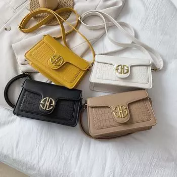 Сумка женская 20242 весна новая мода универсальная корейская версия крокодилового узора сумка через плечо иностранный стиль маленькая квадратная сумка прилив белый