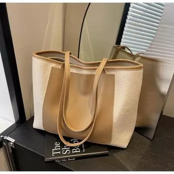 Сумка женская 2024 года, новая модель, популярная в этом году, вместительная сумка-тоут, повседневная и универсальная сумка для студентов колледжей чёрный