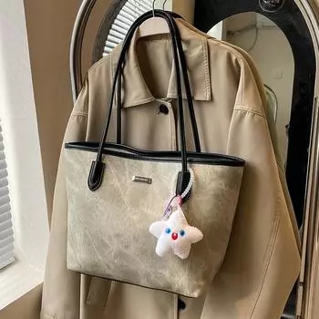 Сумка женская 2024 года, новая модель, популярная в этом году, вместительная сумка-тоут, универсальная сумка через плечо, сумка для студентов колледжа