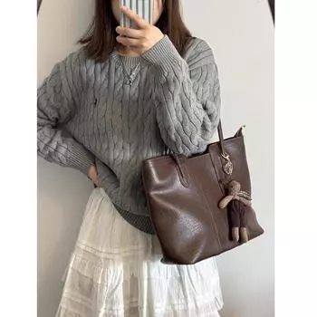 Сумка женская 2024 года, новая осенне-зимняя сумка-тоут в стиле ретро, большая вместимость, сумка через плечо для поездок на работу и подмышку