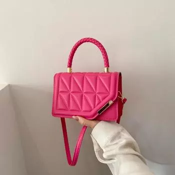 Сумка женская 2024 года, новая ромбовидная текстура, иностранный стиль, портативная маленькая квадратная сумка, модная однотонная сумка через плечо, модная сумка-мессенджер белый