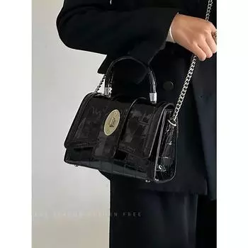 Сумка женская 2024 года новая высококачественная сумка-паровоз Spice Girl с рисунком из кожи аллигатора темная серия сумка-мессенджер через плечо чёрный