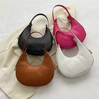 Сумка женская 2024 модная французская нишевая женская сумка модная текстура крокодиловый узор многоцветная простая сумка через плечо подмышку белый