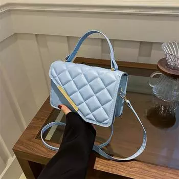 Сумка женская 2024 модная универсальная популярная сумка однотонная с ромбами на одно плечо женская сумка через плечо чёрный