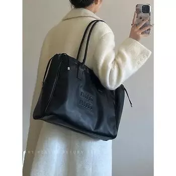 Сумка женская 2024 новая Diablo повседневная сумка через плечо с завязками на запястье большая вместительная сумка-тоут для поездок на работу чёрный