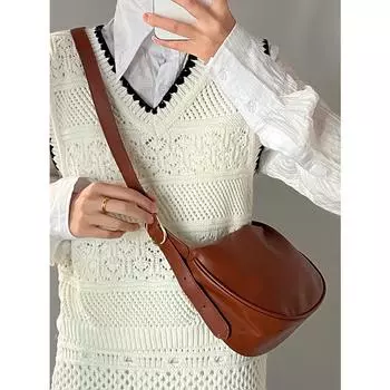 Сумка женская 2024 новая ins style нишевая сумка на одно плечо модная универсальная сумка-мессенджер коричневый