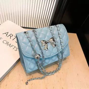 Сумка женская 2024 новая мода ромбовидная вышитая нить сумка на плечо цепочка корейская версия ins простая универсальная сумка-мессенджер чёрный