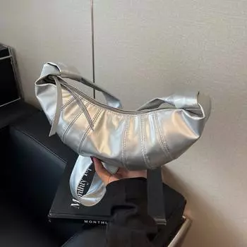 Сумка женская 2024 новая модная сумка-пельмень осенняя красивая сумка-мессенджер нишевый дизайн сумка через плечо сумка-полумесяц чёрный