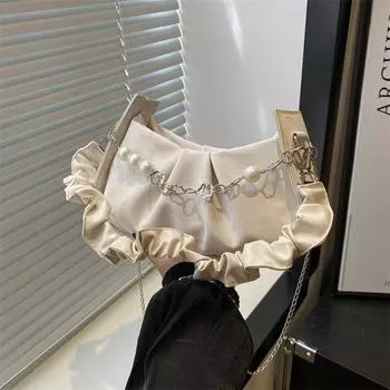 Сумка женская 2024 новая модная сумка подмышкой французский нишевый дизайн облако повседневная индивидуальная сумка через плечо полумесяц чёрный