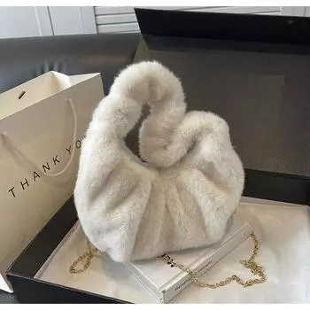 Сумка женская 2024 новая нишевая высококачественная плюшевая сумка-мессенджер с цепочкой модная индивидуальная легкая роскошная ручная сумка