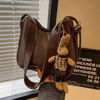 Сумка женская 2024 Новая осенне-зимняя сумка-ведро через плечо большой емкости ретро универсальная модная сумка премиум-класса через плечо чёрный