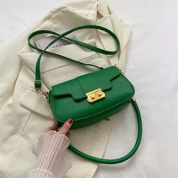 Сумка женская 2024 новая ретро сумка через плечо стильная и простая маленькая квадратная сумка с крокодиловым узором сумка подмышкой белый