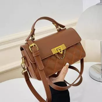 Сумка женская 2024 новая сумка через плечо осенняя универсальная модная портативная ромбовидная маленькая квадратная сумка премиум-класса маленькая сумка коричневый