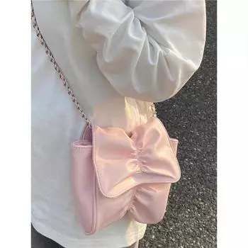 Сумка женская 2024 новая сумка Niche Sweet Girl сумка через плечо с бантом Premium Sense сумка через плечо с цепочкой подмышкой розовый