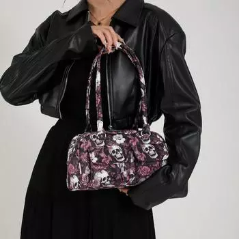 Сумка женская 2024 осень новая мода популярная повседневная личность цветок одно плечо косой пролет мода красивая подмышечная сумка чёрный