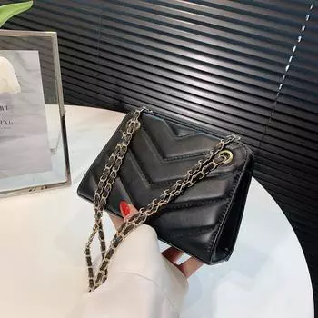 Сумка женская 2024 осень новая мода простой темперамент трендовые инс вышитые нитки маленькая квадратная сумка текстура цепочка сумка-мессенджер белый