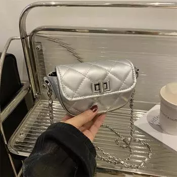 Сумка женская 2025 Crossbody Chain Летняя Серебряная Универсальная Изысканная Сумка Уникальная Мини Сумка розовый