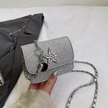 Сумка женская 2025 новая кроссбоди супер огненная цепочка летняя серебряная универсальная изысканная маленькая сумка уникальная мини-сумка чёрный