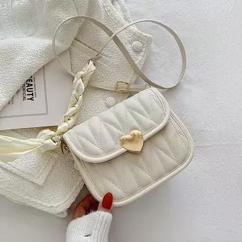 Сумка женская 2025 новый тренд ромбовидная вышивка полукруглая сумка модная на плечо мессенджер простая цепочка pu женская сумка белый