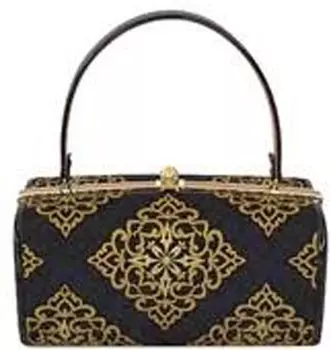 Сумка женская Ando с золотым и серебряным узором, черная GKT-18, чёрный