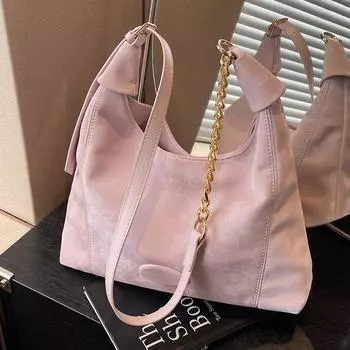 Сумка Женская большая сумка через плечо с цепочкой на плечо чёрный