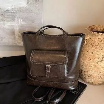 Сумка женская большая вместительная осенне-зимняя новая ретро сумка-ведро для поездок на работу многофункциональная сумка через плечо женская коричневый