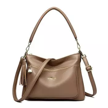 Сумка женская большая вместительная сумка через плечо для мам среднего возраста из мягкой кожи модная сумка через плечо хаки