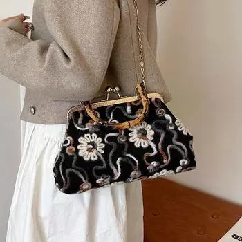 Сумка женская цепочка персонализированная сумка-ракушка 2024 осень новая мода иностранный стиль сумка-мессенджер повседневная сумка через плечо для поездок на работу чёрный