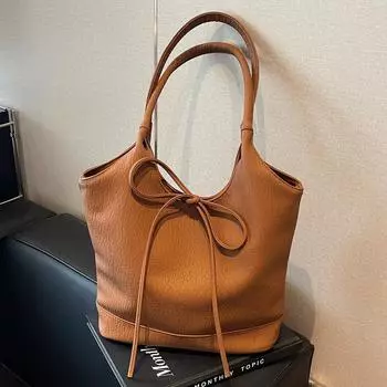 Сумка женская Commuter большой емкости, однотонная сумка через плечо с бантом чёрный