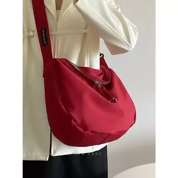 Сумка женская холщовая сумка 2024 года, новинка, тренд, широкий ремень на плечо, сумка через плечо, женская модная универсальная сумка через плечо большой емкости красный