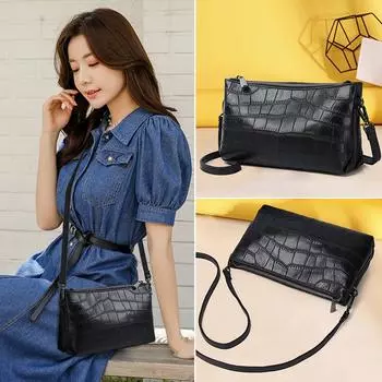 Сумка женская из натуральной кожи с тиснением под камень, двухслойная молния первого слоя из коровьей кожи, сумка через плечо для матери серый